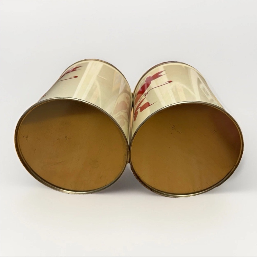 Set of 2 Vintage Metal Kitchen Canisters Grapes & Apples Red/Cream - Picture 4 of 8